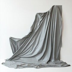 Naklejka premium Draped Grey Fabric Background Texture isolated ab transparent background