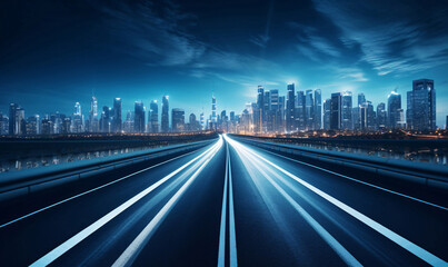 Obraz premium Expressway leading to the city.