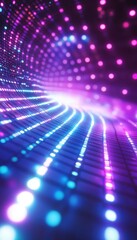 Abstract Luminous Grid With Oscillating Lines, Vibrant Purple, Blue, And Pink Colors, Bokeh Backdrop
