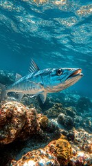 HD Phone Wallpaper Majestic Great Barracuda Underwater Vibrant Coral Reef Habitat Ocean Wildlife