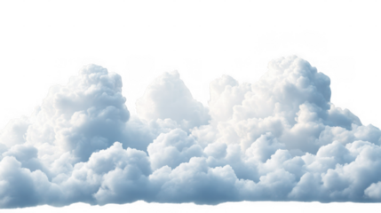 Fluffy white clouds floating against a transparent background