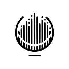 Abstract Black and White Circular Line Art Graphic Design. Minimalist Geometric Pattern Vector Illustration. Modern Style Symbol Icon for Visual Branding.