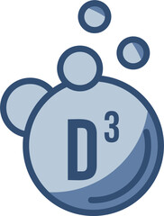 vitamin D3 drops icon, transparent background. replaceable blue color design