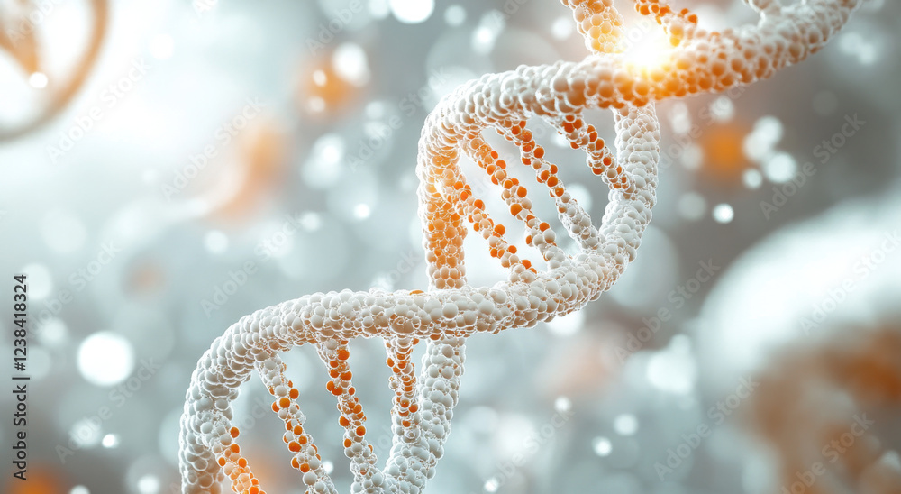 Wall mural a microscopic view of a dna double helix, illustrating its remarkable structure with vivid highlight
