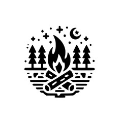 Campfire Under the Stars: A Minimalist Nighttime Nature Scene