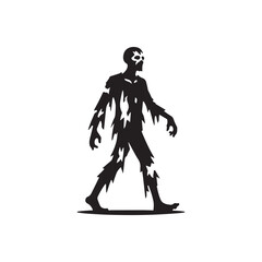 Walking zombie with torn clothes silhouette

