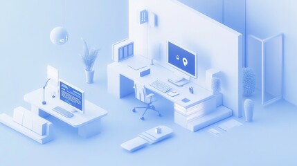 digital transformation workflow, team collaboration diagram, ai integration illustration, connected workspace windows, floating business icons, minimal design style, professional character design,