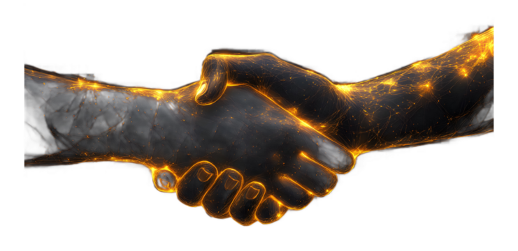 Handshake gleams isolated on a transparent background