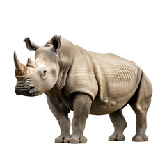 Obraz premium A large, imposing rhino with thick skin, standing firmly on a white surface. Transparent background