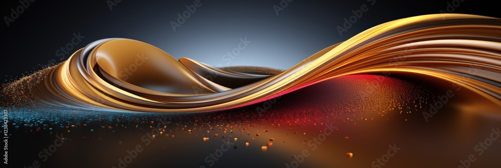 Aufkleber colorful abstract waves in 3d smooth flowing design with gradient background and textured patterns f