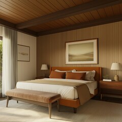 Relaxing bedroom retreat modern home interior design cozy atmosphere wide angle tranquil space for rest