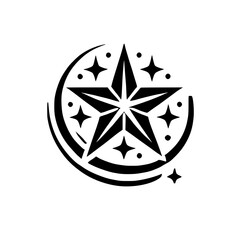 Celestial Star Design: Cosmic Night Sky Graphic, Space Galaxy Art, Astral Symbol, Twinkling Stars Pattern, Dark and Bright Shine Illustration