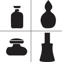 Perfume Day,bottle, toilet, container, metal, milk, drink vector design icon symbol set 