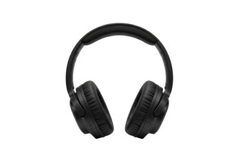 Fototapeta premium Modern black over-ear headphones with a padded headband and cushioned ear cups, isolated on white background