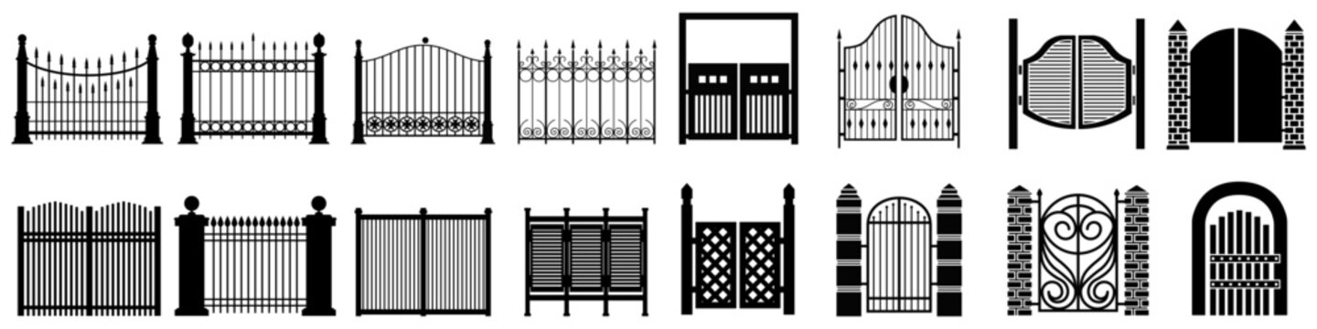 Gate icon vector set. Wicket illustration sign collection. Fence symbol or logo.