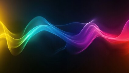 Fototapeta premium Abstract colorful wave flowing on dark background.