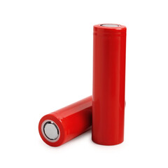 Red AA alkaline batteries isolated on white