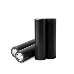 Black AA alkaline batteries isolated on white