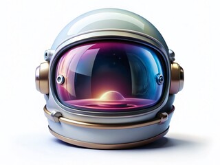 Fototapeta premium Astronaut Helmet Cartoon Icon on White Background