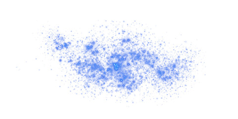 Blue sparks of dust and blue stars shine with special light. Christmas light effect. Blue sparkling particles of magic dust. PNG.