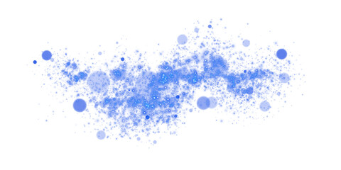 Blue sparks of dust and blue stars shine with special light. Christmas light effect. Blue sparkling particles of magic dust. PNG.