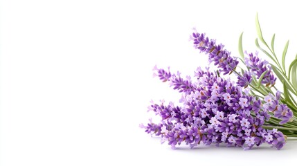 Lavender bouquet on white background, spa concept