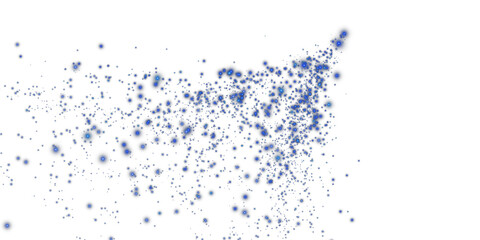 Obraz premium Blue sparks of dust and blue stars shine with special light. Christmas light effect. Blue sparkling particles of magic dust. PNG.