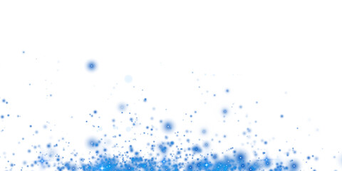 Blue sparks of dust and blue stars shine with special light. Christmas light effect. Blue sparkling particles of magic dust. PNG.