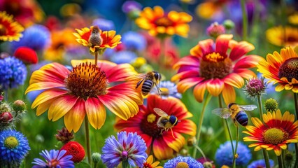Fototapeta premium Attracting Beneficial Insects: Best Wildflowers for Pollinators - Stock Photo