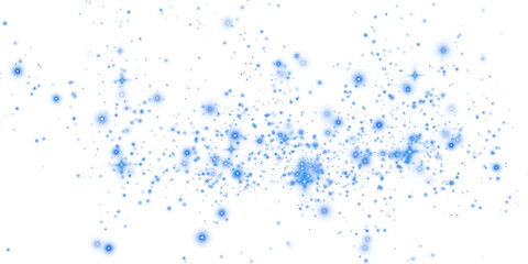 Blue sparks of dust and blue stars shine with special light. Christmas light effect. Blue sparkling particles of magic dust. PNG.