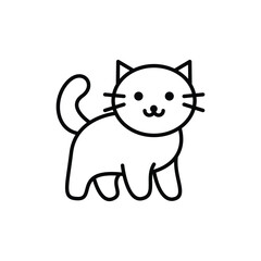 Cat icon silhouette on white background. Linear style sign for mobile concept and web design. Cat symbol logo illustration.