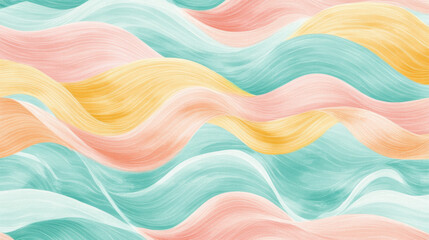 Obraz premium Abstract Wavy Patterns in Soft Pastel Colors Creating a Calm and Serene Background for Art and Design Projects, Ideal for Textiles and Wall Coverings