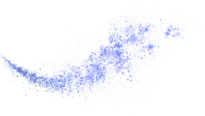 Blue sparks of dust and blue stars shine with special light. Christmas light effect. Blue sparkling particles of magic dust. PNG.