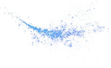 Blue sparks of dust and blue stars shine with special light. Christmas light effect. Blue sparkling particles of magic dust. PNG.