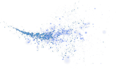 Blue sparks of dust and blue stars shine with special light. Christmas light effect. Blue sparkling particles of magic dust. PNG.