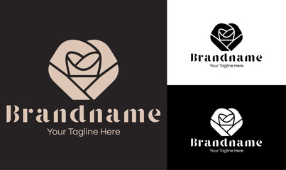 Modern Geometric Rose Logo Design Template for Boutique, Wedding, and Beauty Brands