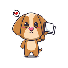 dog mascot cartoon character vector illustration with white flag.