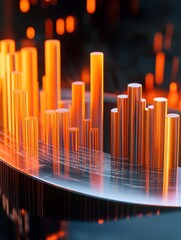 Obraz premium Creative chart with candlestick graph on virtual screen. Business and financial success concept. 3D Rendering