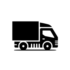 Black Silhouette Delivery Truck Icon: Transportation and Logistics Symbol