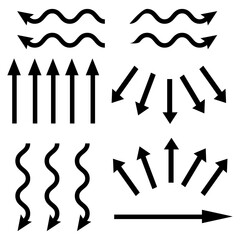 Curved arrow and long arrow icon vector. Arrow pointer icon sign symbol in trendy flat style.  Cute realistic up, down, left and right arrow icon isolated on white background. eps10