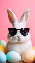 Cute rabbit wearing sunglasses, phone wallpaper hd, mobile screen images