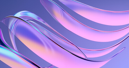 3d render abstract background colorful glass shapes curves purple blue pink fluid design