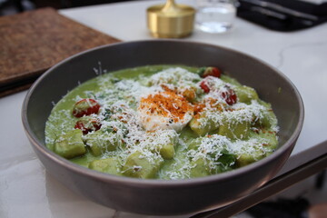 Gnocchi at an upscale local restaurant in downtown Columbus, Ohio.