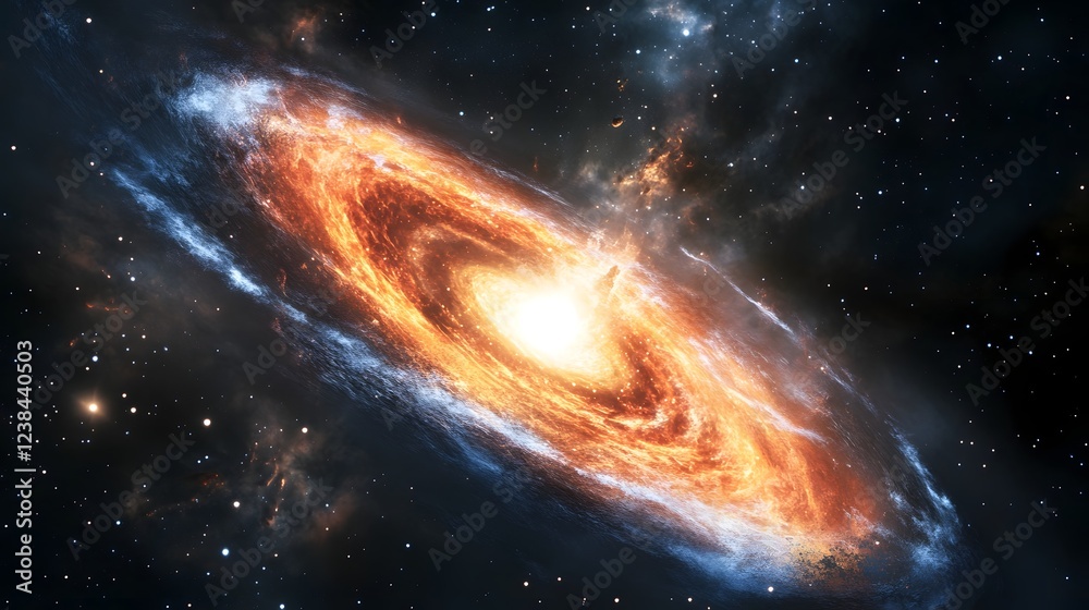Poster breathtaking image of a glowing fiery nebula swirling in the depths of a distant galaxy this cosmic 