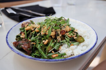 Power bowl at an upscale local restaurant in downtown Columbus, Ohio.