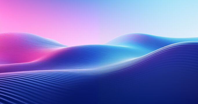 blue gradient background pink purple waves 3d rendering abstract lines soft lighting futuristic