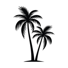 Two Silhouetted Palm Trees Against a White Background
