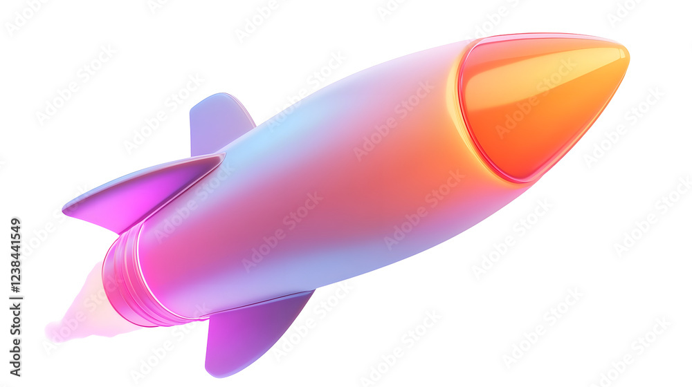Poster bright futuristic rocket spaceship taking off in space