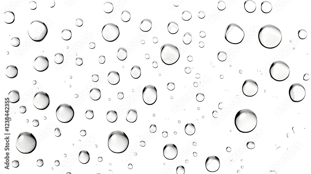 Poster Captivating Droplets Adorning a Transparent Surface   A mesmerizing close up view of water droplets glistening on a smooth glass like material creating a serene and minimalist abstract composition