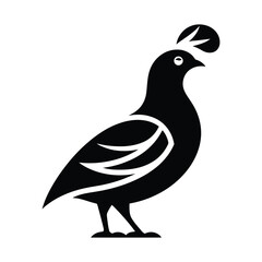 Elegant Black and White Silhouette of a Quail
